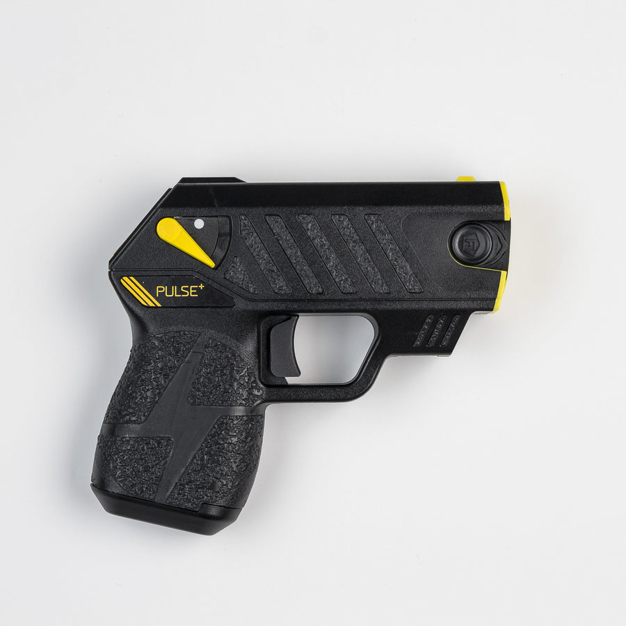 Mobile phone not included. TASER Pulse+ connects wirelessly with the Noonlight mobile app to contact dispatch if triggered.